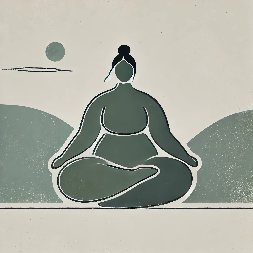 Frau sitzt im Schneidersitz auf dem Boden